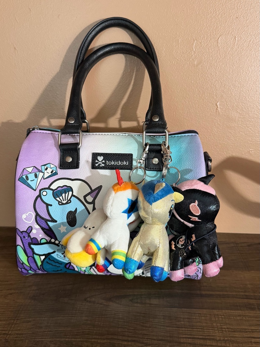 tokidoki Pastel Small Pets Tote Bag with Multicolor Plush Keychains